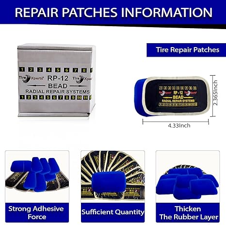 Heavy-Duty Radial Tire Patch Repair Kit by Tire Xperts 4.33 x 2.36 inch (20 PCS)