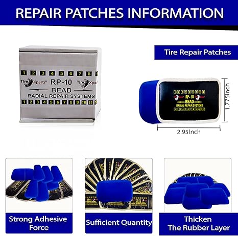 Tire Xperts 20-Piece Radial Patch Kit – Fast Fixes for Flats on Cars, Trucks & Buses!